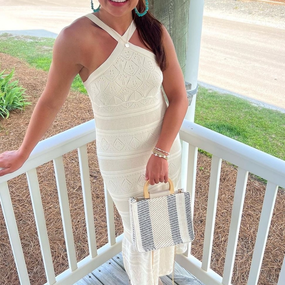 Joie ivory crochet midi dress